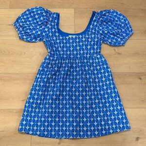 RHODE/Target Blue and White Embroidered Puff Sleeve Dress